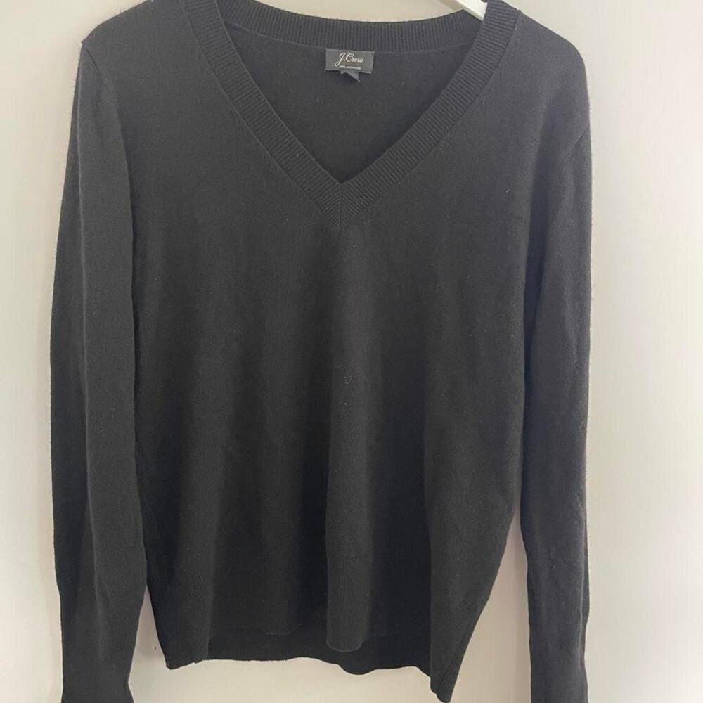 J.Crew 100% Cashmere Black V-Neck Sweater – Size Large